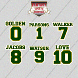 Green Bay Packers 2025 Name and Number Glossy Stickers (Choose Your Player) Page 1