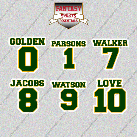 Green Bay Packers 2025 Name and Number Glossy Stickers (Choose Your Player) Page 1