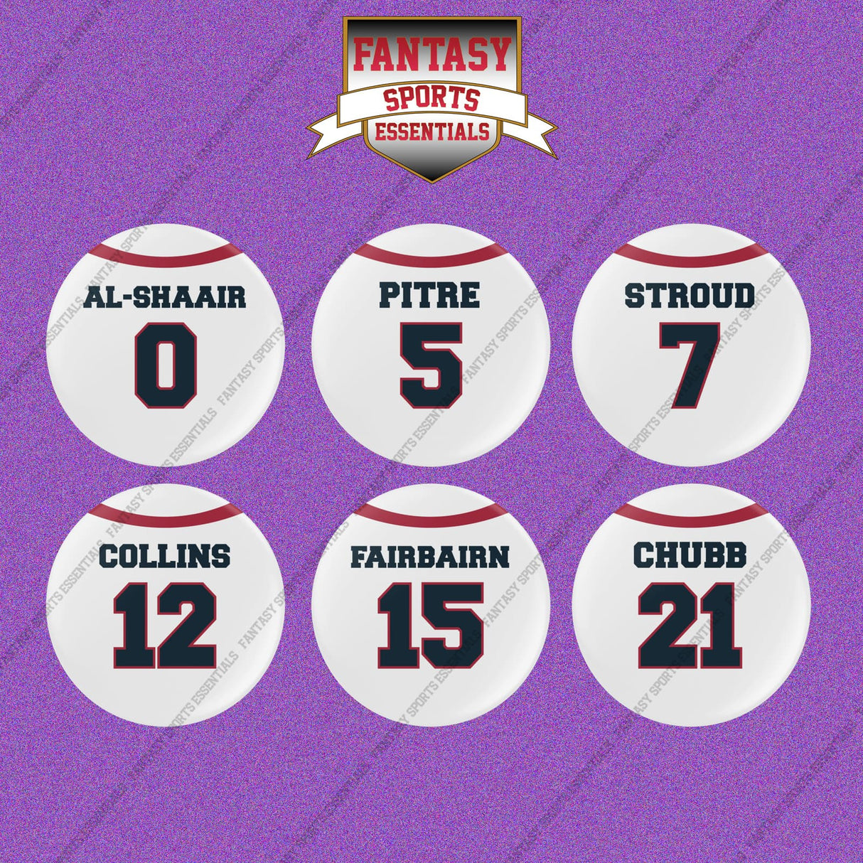 Houston Texans 2025 Away Jersey Button Pins (Choose Your Player) Page 1
