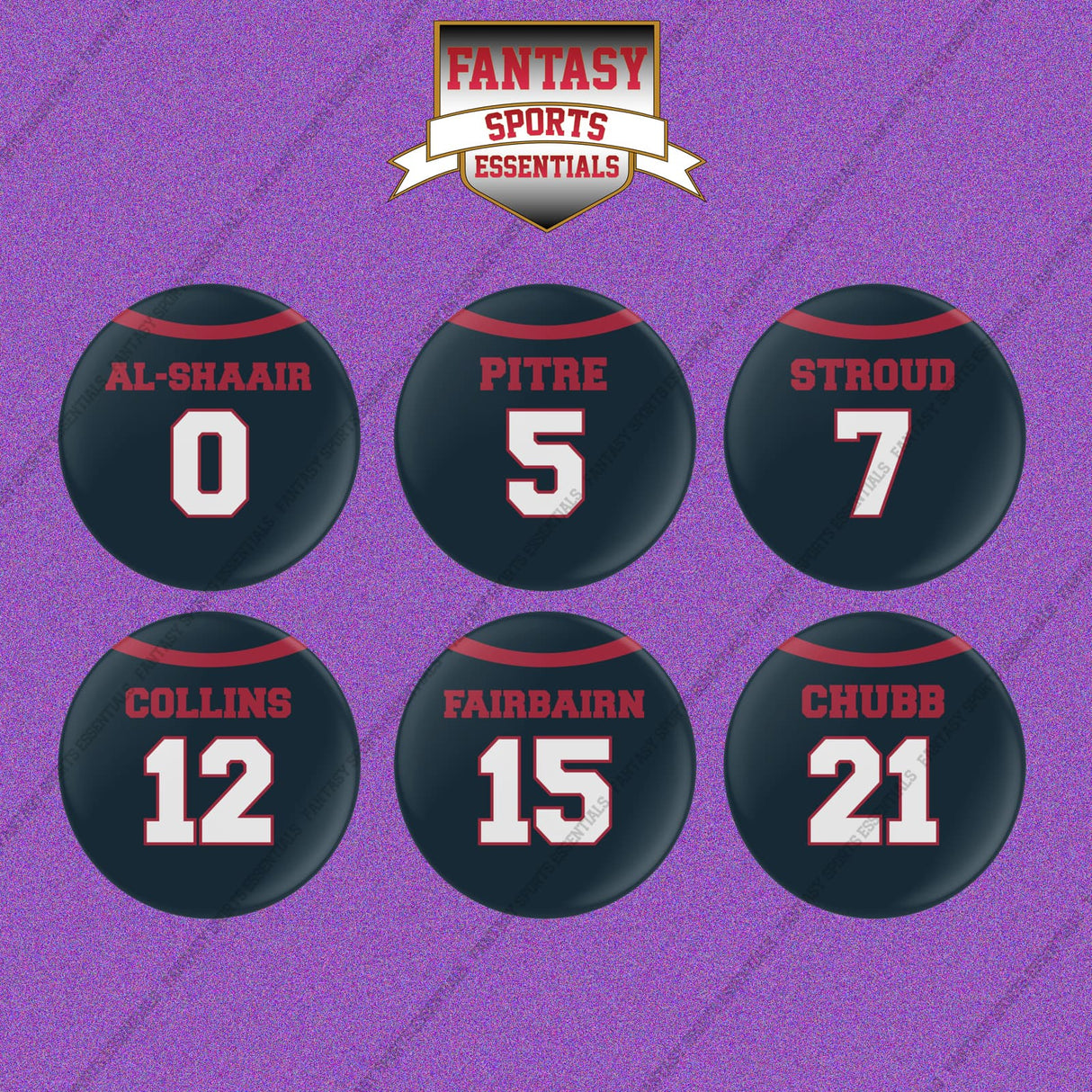 Houston Texans 2025 Home Jersey Button Pins (Choose Your Player) Page 1