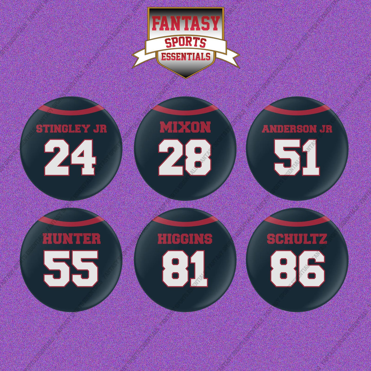 Houston Texans 2025 Home Jersey Button Pins (Choose Your Player) Page 2