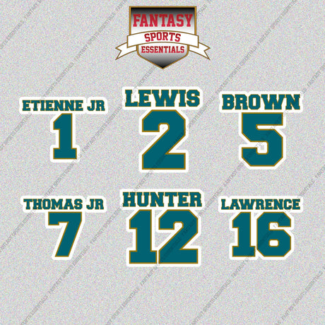 Jacksonville Jaguars 2025 Name and Number Glossy Stickers (Choose Your Player) Page 1