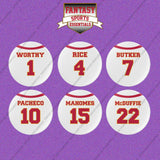 Kansas City Chiefs 2025 Away Jersey Button Pins (Choose Your Player) Page 1