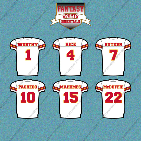 Kansas City Chiefs 2025 Away Jersey Car Decals (Choose Your Player) Page 1