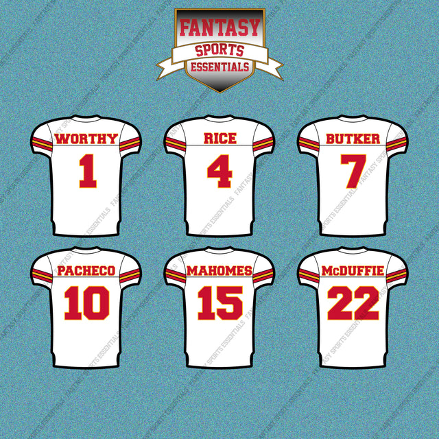 Kansas City Chiefs 2025 Away Jersey Car Decals (Choose Your Player) Page 1