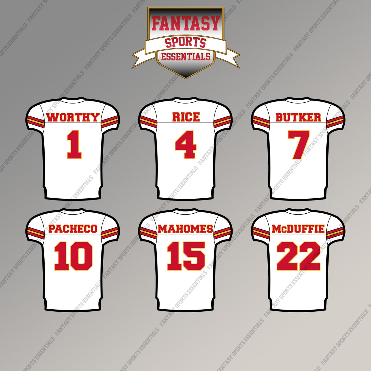 Kansas City Chiefs 2025 Away Jersey Magnets (Choose Your Player) Page 1