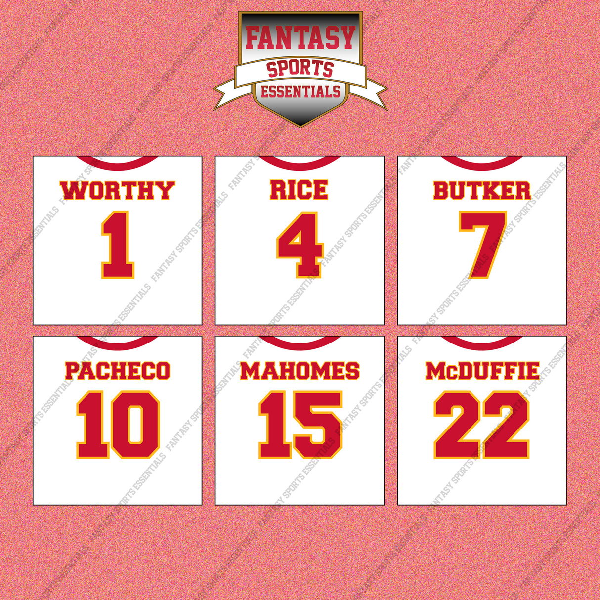 Kansas City Chiefs 2025 Away Jersey Wall Art Prints (Choose Your Player) Page 1