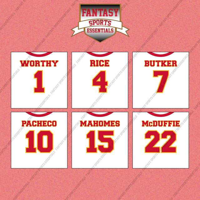 Kansas City Chiefs 2025 Away Jersey Wall Art Prints (Choose Your Player) Page 1