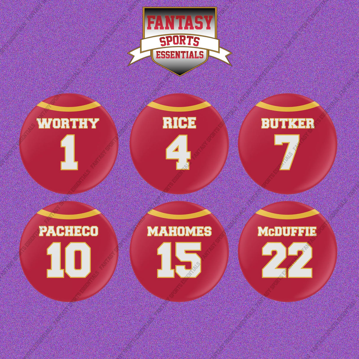 Kansas City Chiefs 2025 Home Jersey Button Pins (Choose Your Player) Page 1