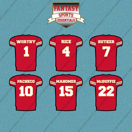 Kansas City Chiefs 2025 Home Jersey Car Decals (Choose Your Player) Page 1
