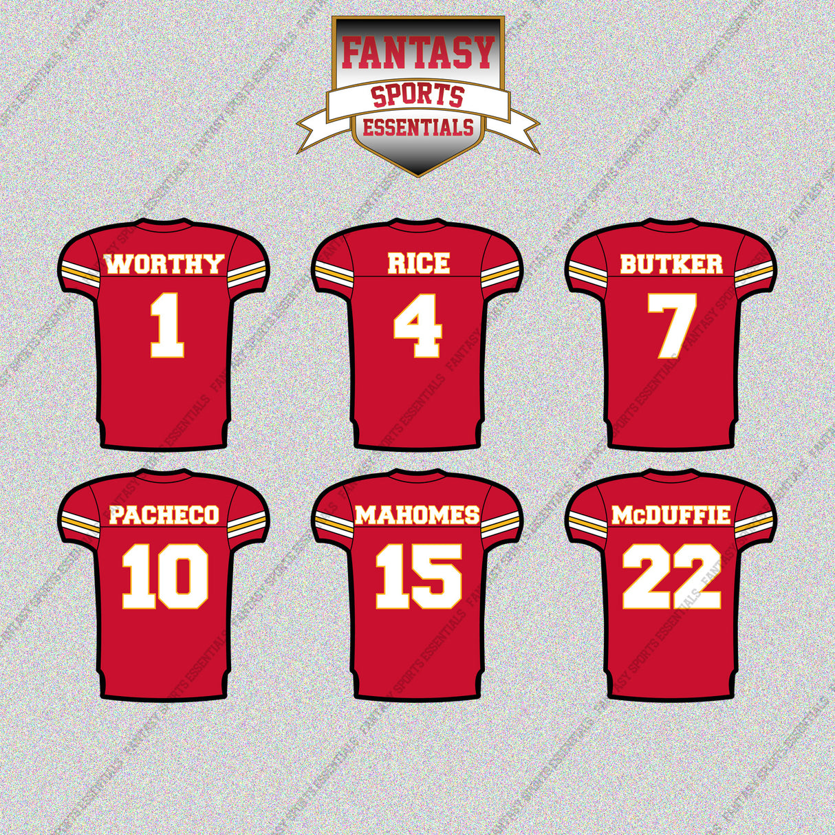 Kansas City Chiefs 2025 Home Jersey Glossy Stickers (Choose Your Player) Page 1
