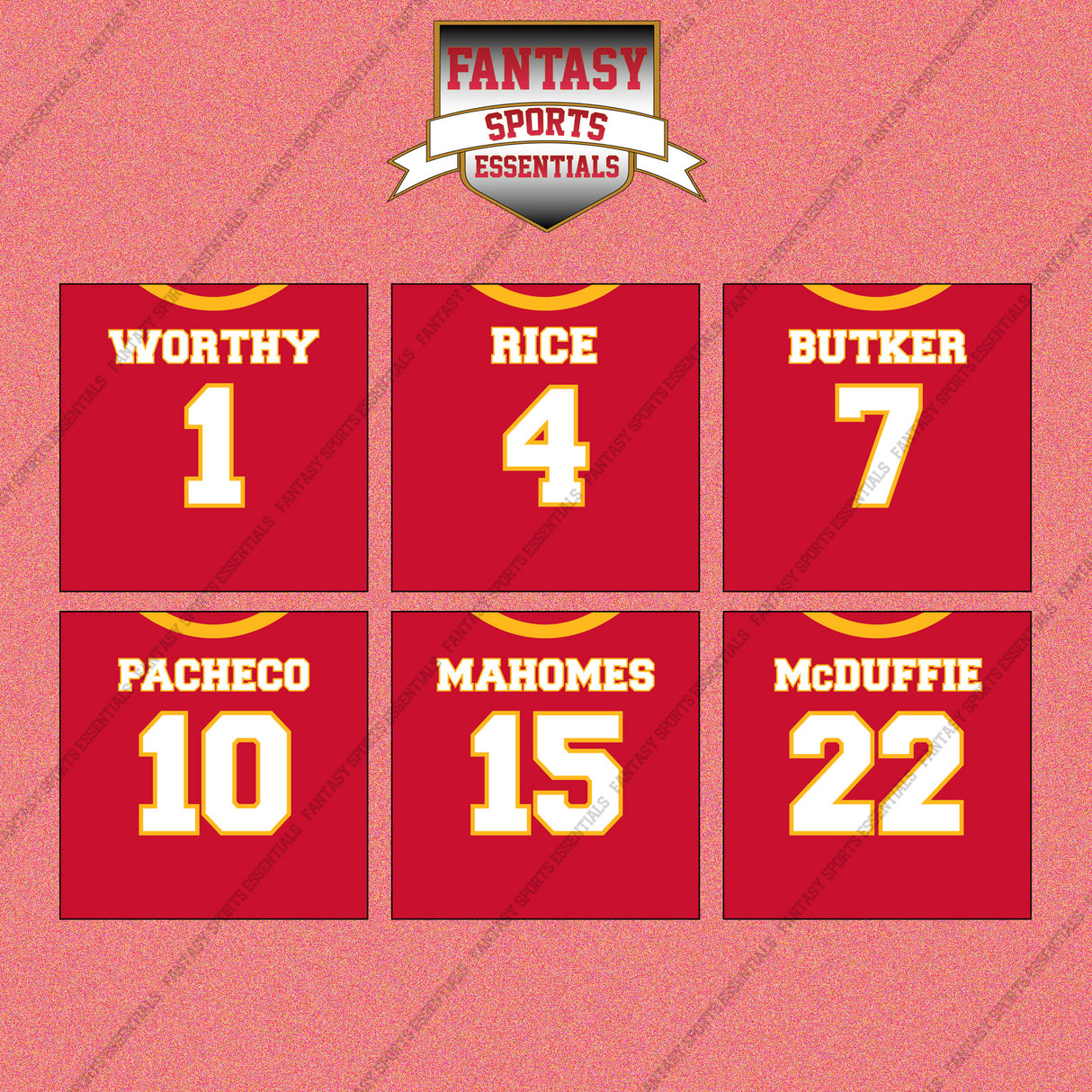 Kansas City Chiefs 2025 Home Jersey Wall Art Prints (Choose Your Player) Page 1