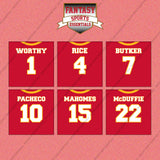 Kansas City Chiefs 2025 Home Jersey Wall Art Prints (Choose Your Player) Page 1