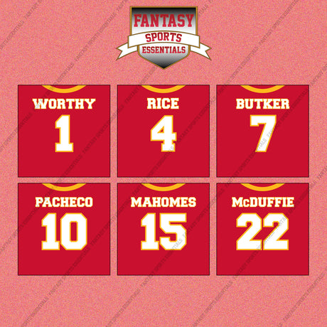 Kansas City Chiefs 2025 Home Jersey Wall Art Prints (Choose Your Player) Page 1