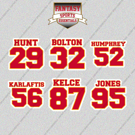Kansas City Chiefs 2025 Name and Number Glossy Stickers (Choose Your Player) Page 2