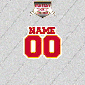 Kansas City Chiefs Personalized Current Name and Number Glossy Stickers