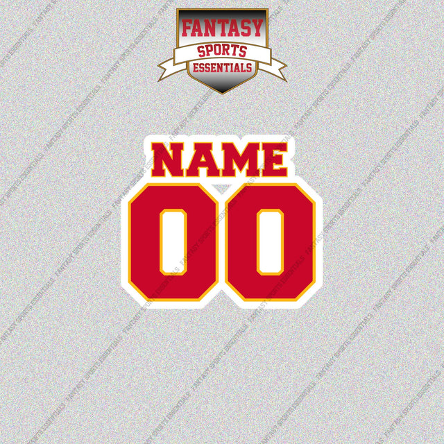 Kansas City Chiefs Personalized Current Name and Number Glossy Stickers