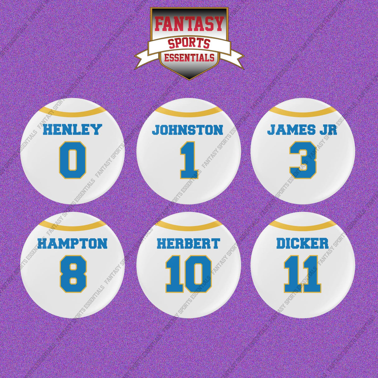 Los Angeles Chargers 2025 Away Jersey Button Pins (Choose Your Player) Page 1