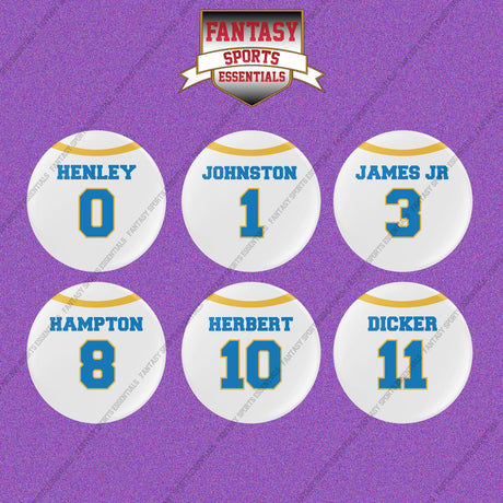 Los Angeles Chargers 2025 Away Jersey Button Pins (Choose Your Player) Page 1