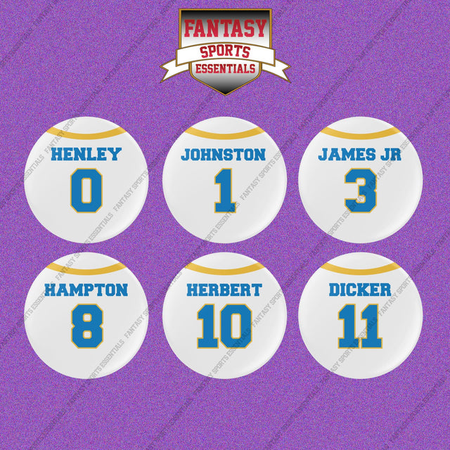 Los Angeles Chargers 2025 Away Jersey Button Pins (Choose Your Player) Page 1