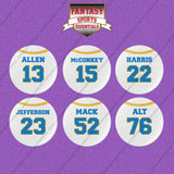 Los Angeles Chargers 2025 Away Jersey Button Pins (Choose Your Player) Page 2