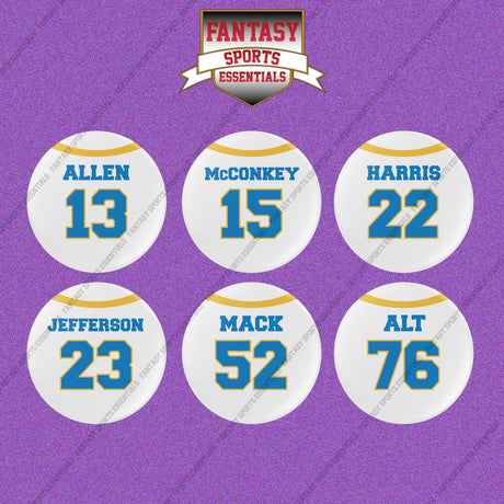 Los Angeles Chargers 2025 Away Jersey Button Pins (Choose Your Player) Page 2