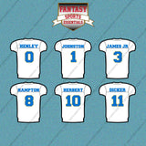 Los Angeles Chargers 2025 Away Jersey Car Decals (Choose Your Player) Page 1