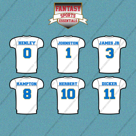 Los Angeles Chargers 2025 Away Jersey Car Decals (Choose Your Player) Page 1