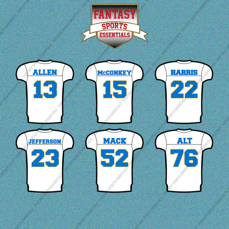 Los Angeles Chargers 2025 Away Jersey Car Decals (Choose Your Player) Page 2