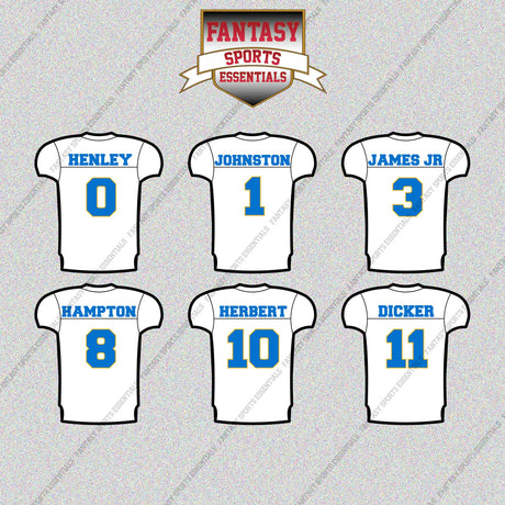 Los Angeles Chargers 2025 Away Jersey Glossy Stickers (Choose Your Player) Page 1