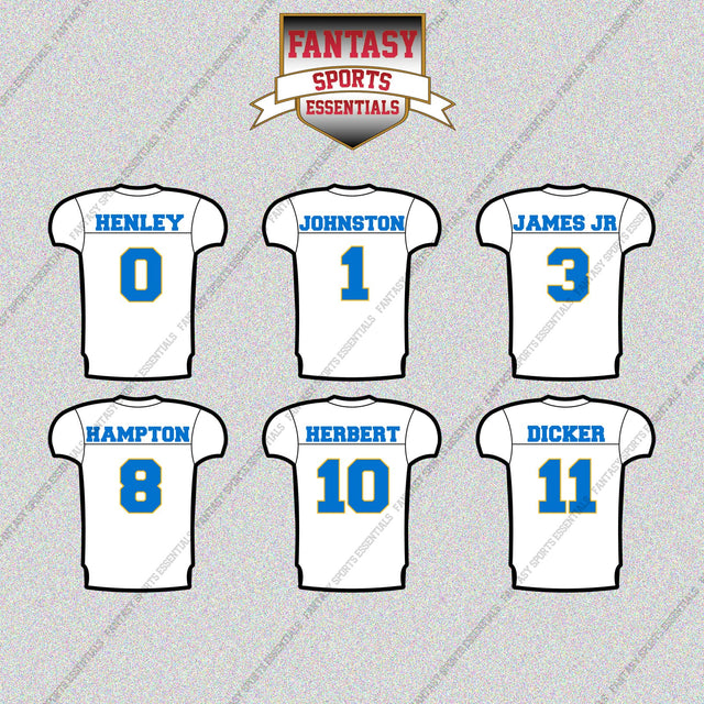 Los Angeles Chargers 2025 Away Jersey Glossy Stickers (Choose Your Player) Page 1
