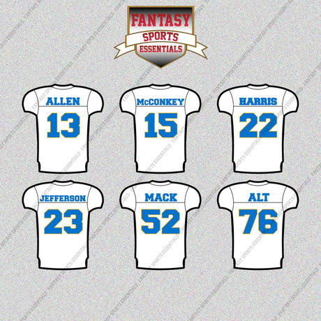Los Angeles Chargers 2025 Away Jersey Glossy Stickers (Choose Your Player) Page 2