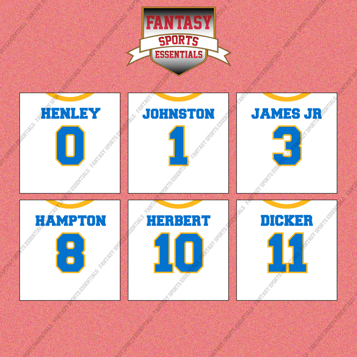 Los Angeles Chargers 2025 Away Jersey Wall Art Prints (Choose Your Player) Page 1