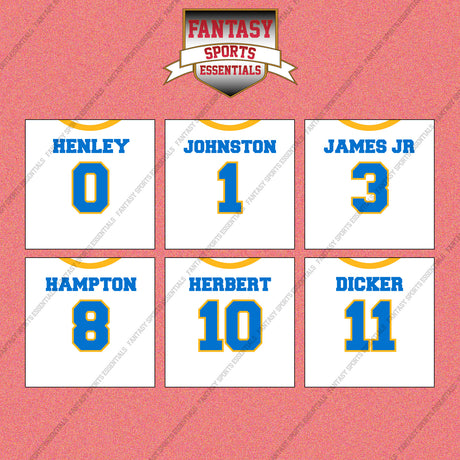 Los Angeles Chargers 2025 Away Jersey Wall Art Prints (Choose Your Player) Page 1