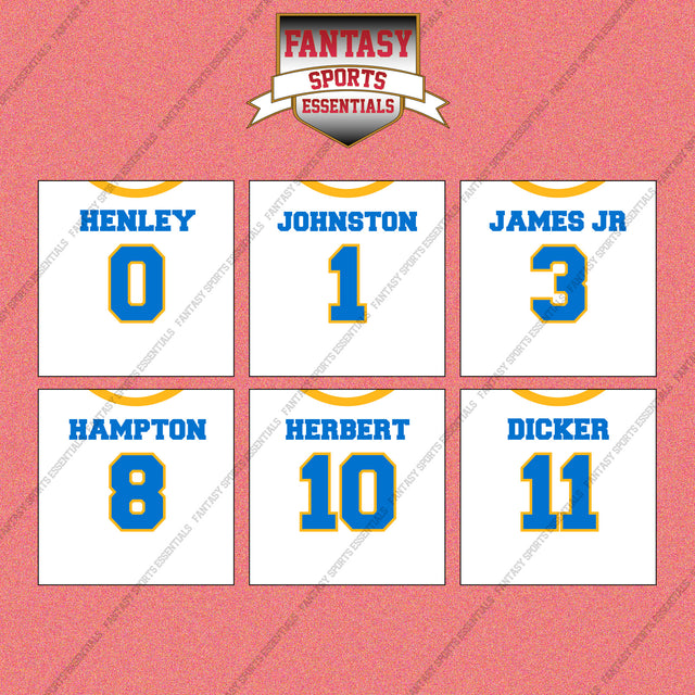 Los Angeles Chargers 2025 Away Jersey Wall Art Prints (Choose Your Player) Page 1