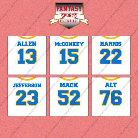 Los Angeles Chargers 2025 Away Jersey Wall Art Prints (Choose Your Player) Page 2