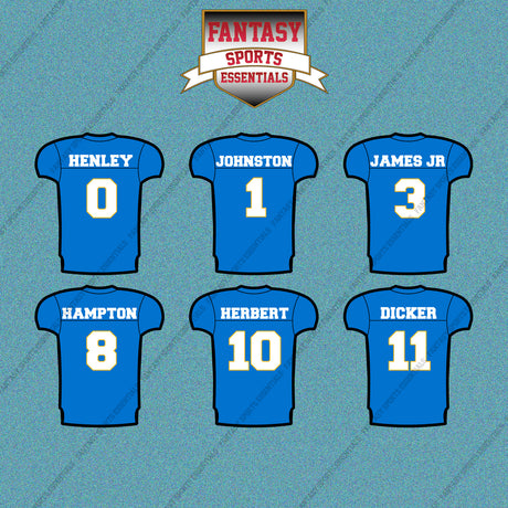 Los Angeles Chargers 2025 Home Jersey Car Decals (Choose Your Player) Page 1