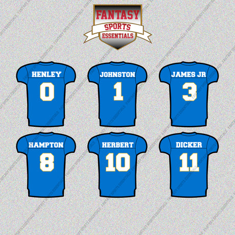 Los Angeles Chargers 2025 Home Jersey Glossy Stickers (Choose Your Player) Page 1