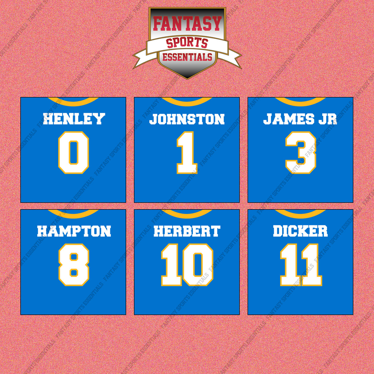 Los Angeles Chargers 2025 Home Jersey Wall Art Prints (Choose Your Player) Page 1