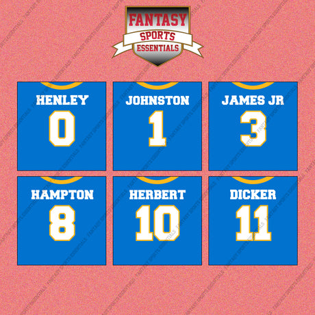 Los Angeles Chargers 2025 Home Jersey Wall Art Prints (Choose Your Player) Page 1