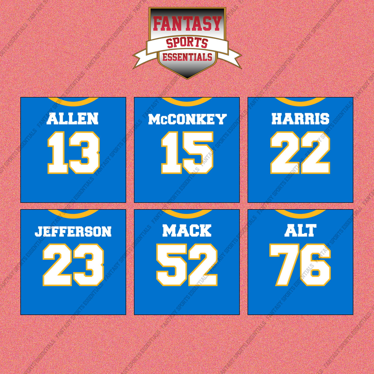 Los Angeles Chargers 2025 Home Jersey Wall Art Prints (Choose Your Player) Page 2