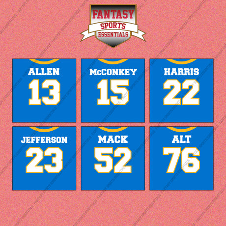 Los Angeles Chargers 2025 Home Jersey Wall Art Prints (Choose Your Player) Page 2