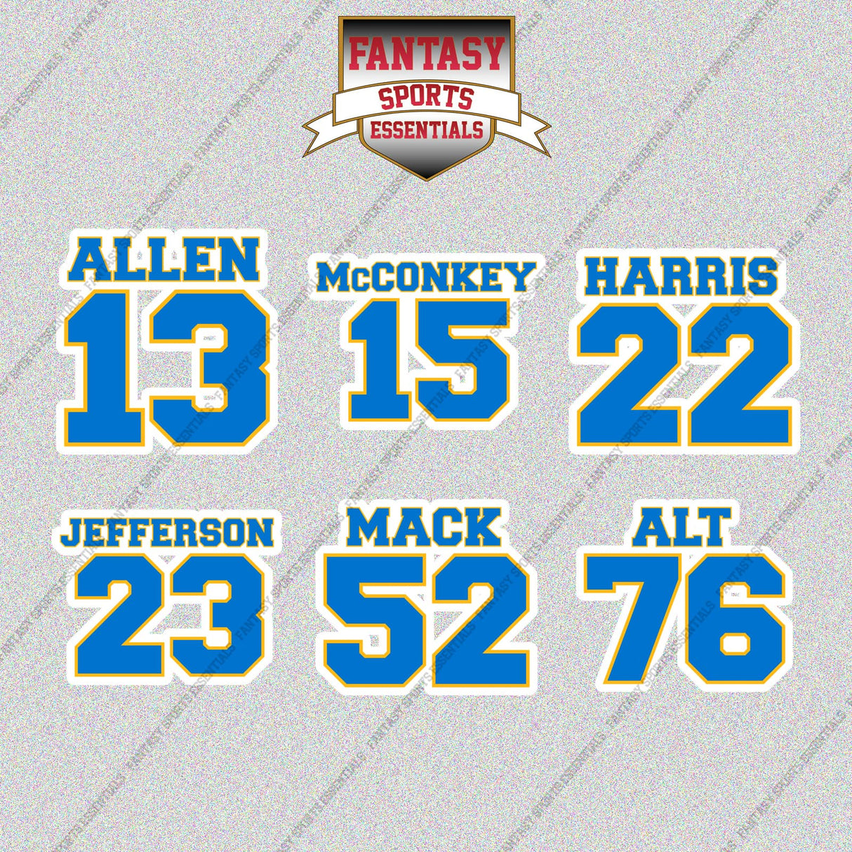 Los Angeles Chargers 2025 Name and Number Glossy Stickers (Choose Your Player) Page 2