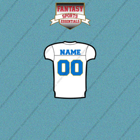 Los Angeles Chargers Personalized Current Away Jersey Car Decals