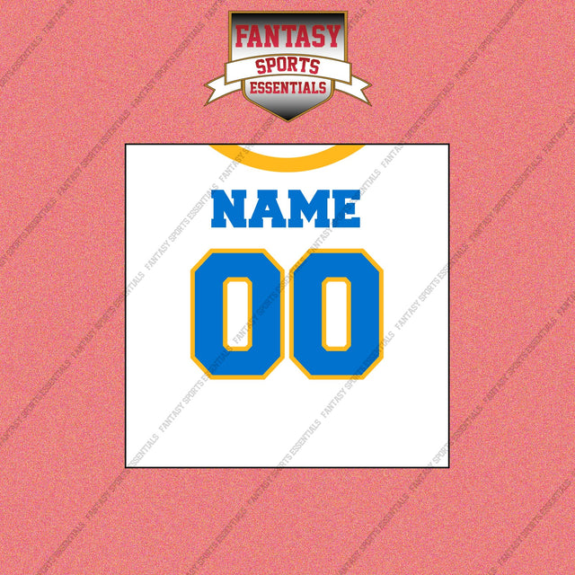 Los Angeles Chargers Personalized Current Away Jersey Wall Art Prints