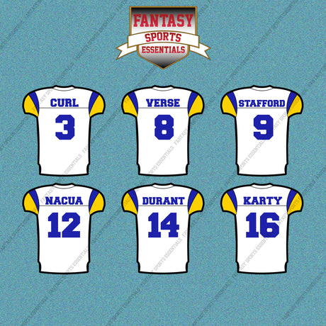 Los Angeles Rams 2025 Away Jersey Car Decals (Choose Your Player) Page 1