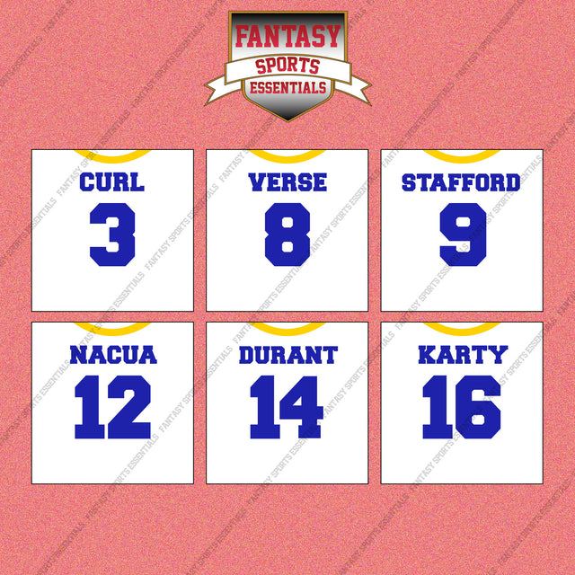 Los Angeles Rams 2025 Away Jersey Wall Art Prints (Choose Your Player) Page 1