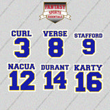 Los Angeles Rams 2025 Name and Number Glossy Stickers (Choose Your Player) Page 1