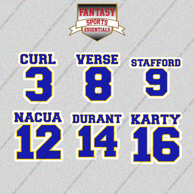 Los Angeles Rams 2025 Name and Number Glossy Stickers (Choose Your Player) Page 1