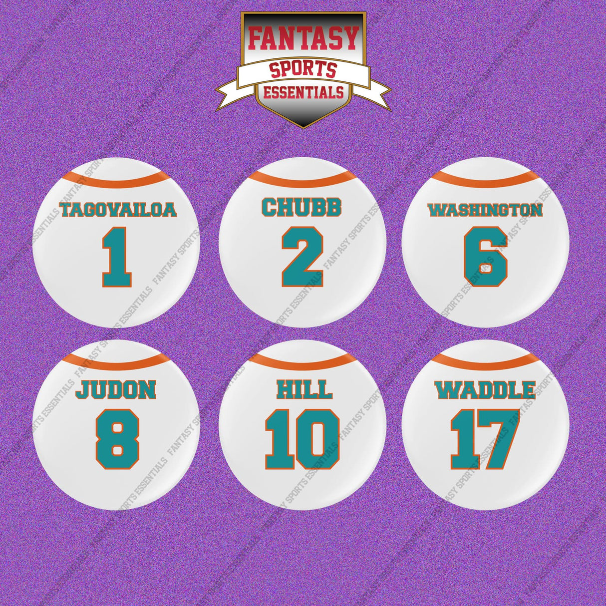 Miami Dolphins 2025 Away Jersey Button Pins (Choose Your Player) Page 1